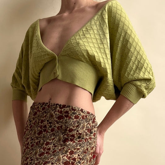 2000s green butterfly cardigan (S/M)
