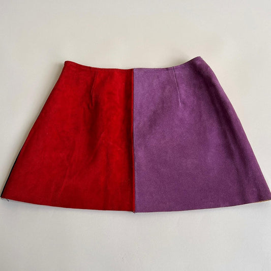 Vintage 60s/70s suede colorblock mini skirt - S