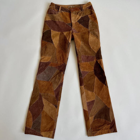 Vintage 90s suede patchwork pants - M