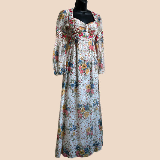 Vintage 1960s floral prairie dress (S)