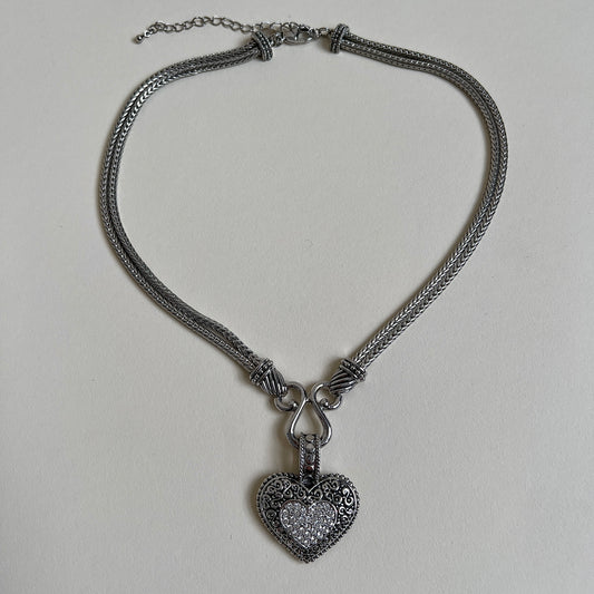 Silver heart chain necklace