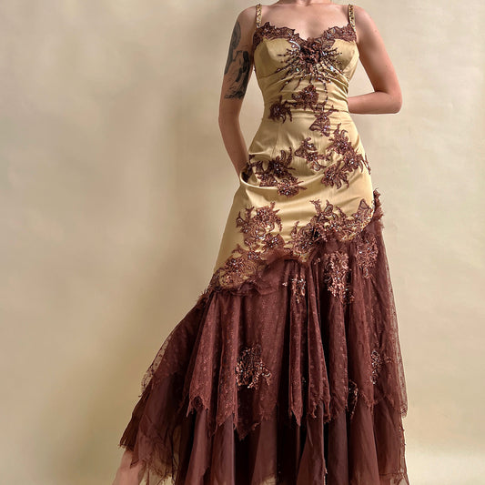 00s designer boho fairy formal dress (XL)