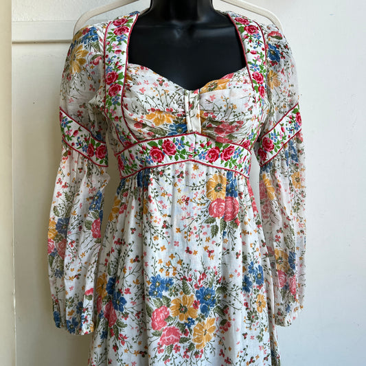 Vintage 1960s floral prairie dress (S)