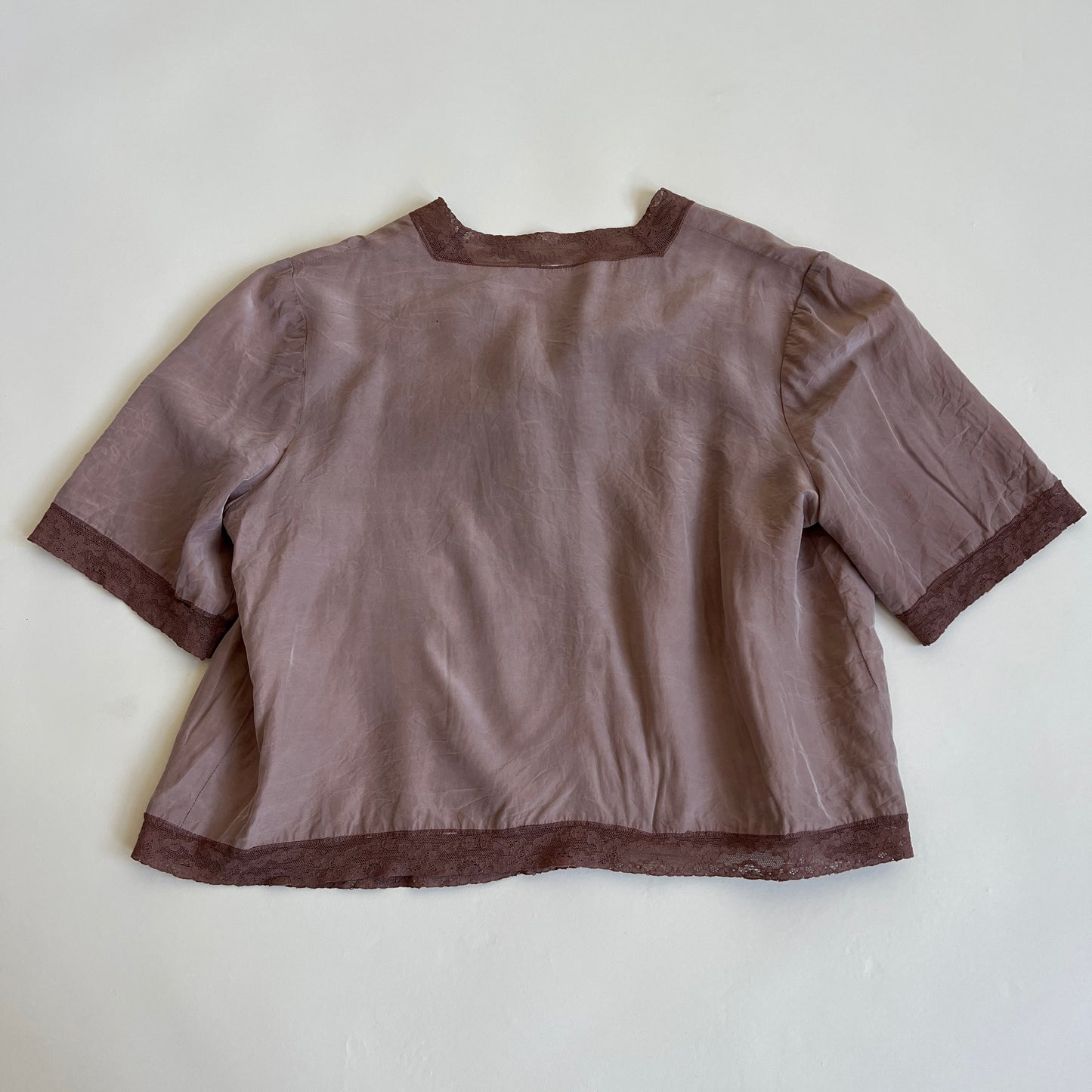 Hand dyed brown vintage bed jacket (L)