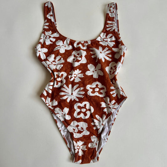 Vintage 80s terracotta print swimsuit