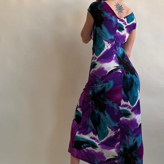 Vintage 90s purple watercolor maxi dress (S-L)